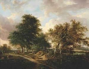 Landscape With Sheep And Cattle, Possibly The Yare Valley