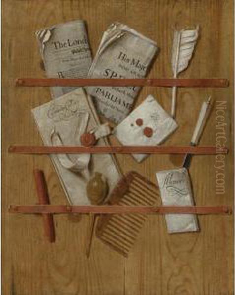 Trompe L'oeil Still Life Of A Letter Rack - view 1