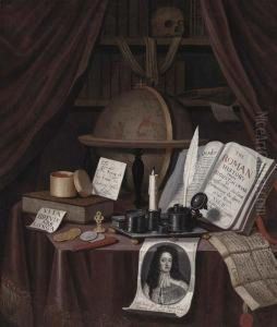 A Vanitas For John Turing, With A Globe Showing The Signs Of The Zodiac by Edwart Collier