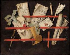 A Trompe L'oeil Of A Letter Rack