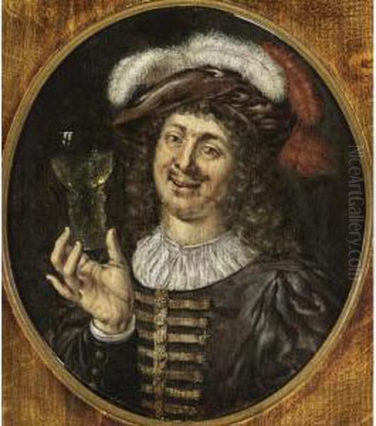 A Laughing Man, Bust Length, Holding A Roemer - view 1