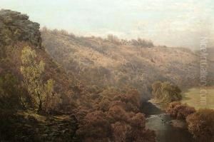A Sunlit Valley 'a B Collier.1889' (lower Left) by Arthur Bevan Collier