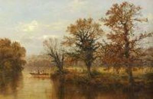 Arthur Bevan Collier . Picnicking In The Rowboat, Signed And Dated 1897 On Reverse by Arthur Bevan Collier