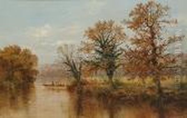 River Landscape With Figures In A Boat - view 1