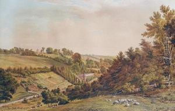 A Hilly Landscape With A Church In Thedistance - view 1