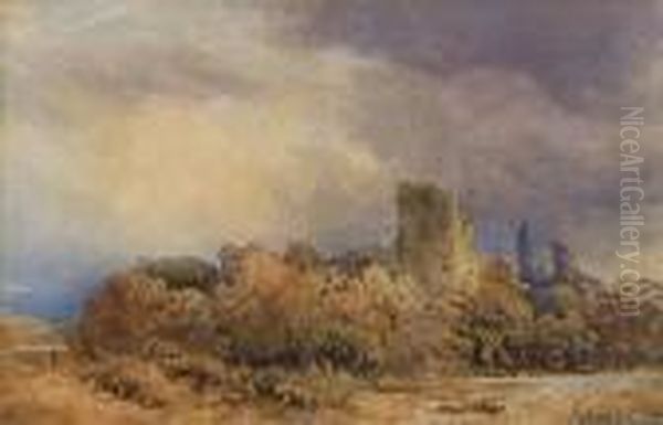 Castle Ruins In A Stormy Landscape - view 1