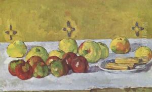 Still life with apples and biskuits by Paul Cezanne