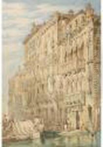 A Palazzo On A Venetian Canal With Figures A Palazzo On A Venetian Canal With Figures