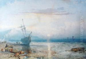 Coastal Scene Under Moonlight
