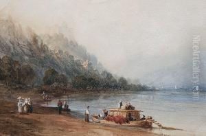 Figures And Boats In An Italian Bay