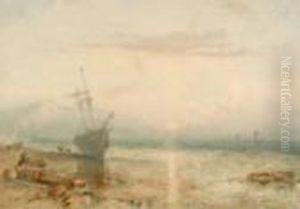 Coastal Scene At Moonlight by William Collingwood Smith