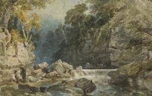 Zwei Angler Am Ufer Eines
 Gebirgsbaches. by William Collingwood Smith