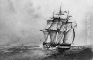 A Royal Naval Frigate Sailing Down The Channel by William Collingwood Smith