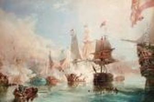 The Opening Encounter At
Trafalgar: H.m.s. Royal Sovereign Engagingthe Spanish Flagship Santa Ana by William Collingwood Smith