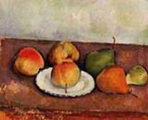 Still Life Plate and Fruit 1883 1887 by Paul Cezanne