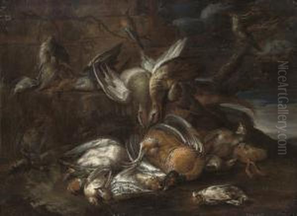 Dead Game Including Pheasants, Mallard And Grouse, In A Clearing - view 1