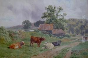 Cows At Rest In A Landscape by Charles Collins