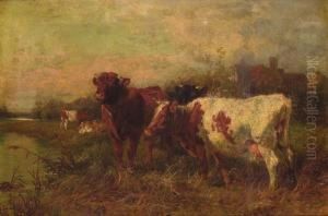 Cows At Pasture by Charles Ii Collins