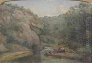The Lions Head Rock, Dovedale, Derbyshire by Charles Ii Collins