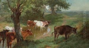 Cattle Watering by Charles Ii Collins