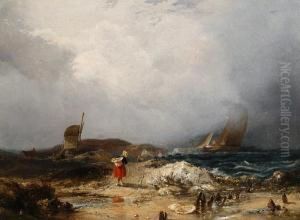 Coastal Scene With Windmill by William Collins