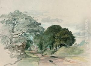 A Country Lane (illustrated); And Study Of Trees by William Collins