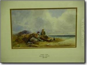 "seaford,sussex", Figures On Beach, 11"x7"