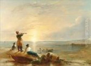 Seascape With A Figure Lookingout To Sea Through A Telescope