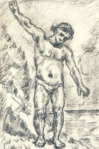 Baigneur aux bras ecartes by Paul Cezanne