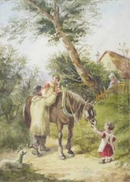 Horse With Man And Children - view 1