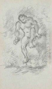 Baigneur descendant dans l'eau by Paul Cezanne