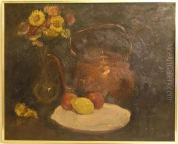"stilleben Mit Blumenvase, Fruchten Und Teekanne". - view 1