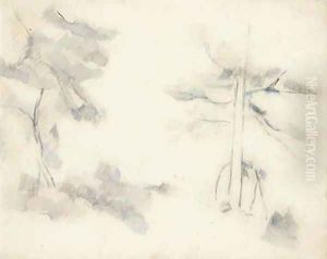 Deux arbres by Paul Cezanne
