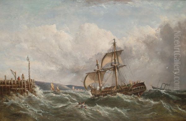Shipping In Choppy Seas Off The Coast - view 1