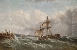Shipping In Choppy Seas Off The Coast by Ebenezer Colls