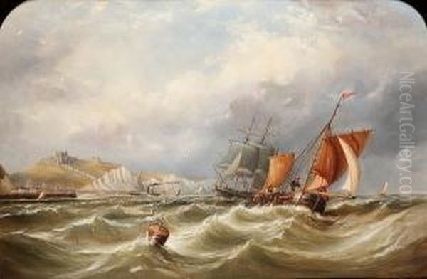 A Heavy Swell Off Dover Harbour, With A Channel Packet Coming In - view 1