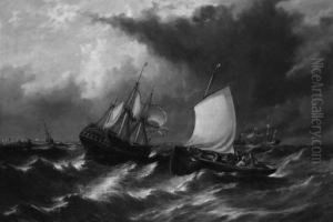 Ships Sheltering In The Downs, Off Deal by Ebenezer Colls