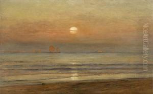 Coastal View At Twilight, Venice In Distance by Samuel Colman