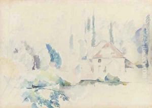 Villa au bord de l'eau, I by Paul Cezanne