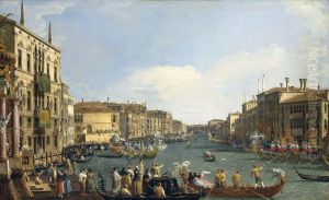 A Regatta on the Grand Canal c. 1732 by (Giovanni Antonio Canal) Canaletto