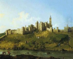 Alnwick Castle at Northumberland 1752 by (Giovanni Antonio Canal) Canaletto