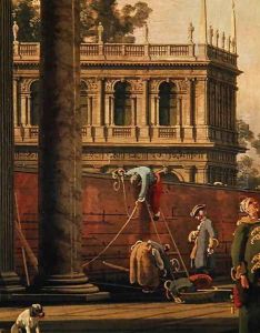 Capriccio of a man scaling a wall