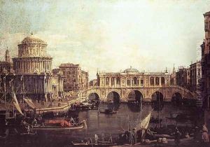 Capriccio The Grand Canal, with an Imaginary Rialto Bridge and Other Buildings 1740s by (Giovanni Antonio Canal) Canaletto