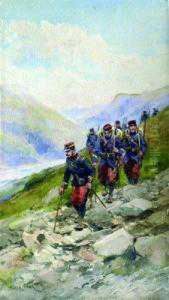 Colonne De Fantassins En Montagne. by Pierre Comba
