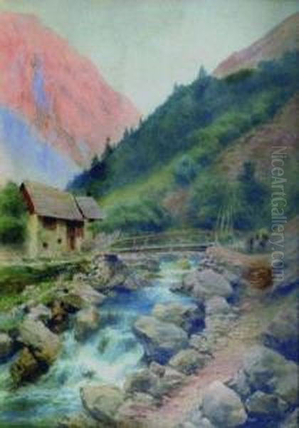 Muletier Dans Un Paysage Alpin. - view 1
