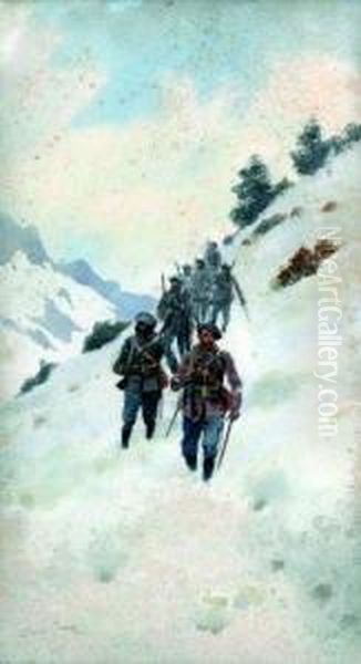 Chasseurs Alpins Dans La Neige - view 1