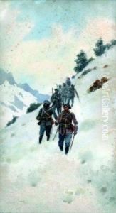 Chasseurs Alpins Dans La Neige by Pierre Comba