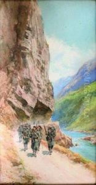 Chasseurs Alpins Longeant La Riviere - view 1