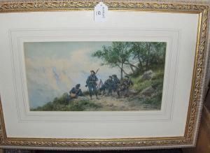 A Group Of Soldiers At Rest On A Mountainside A Group Of Soldiers At Rest On A Mountainside