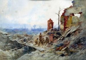 Somme 1916, Four British Soldiers Take Rest Within Brick Ruins by Pierre Comba